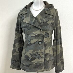 RARE-Vintage Y2K Ocean Pacific (OP) Camo Hooded Peacoat - Junior's Medium (7-9)